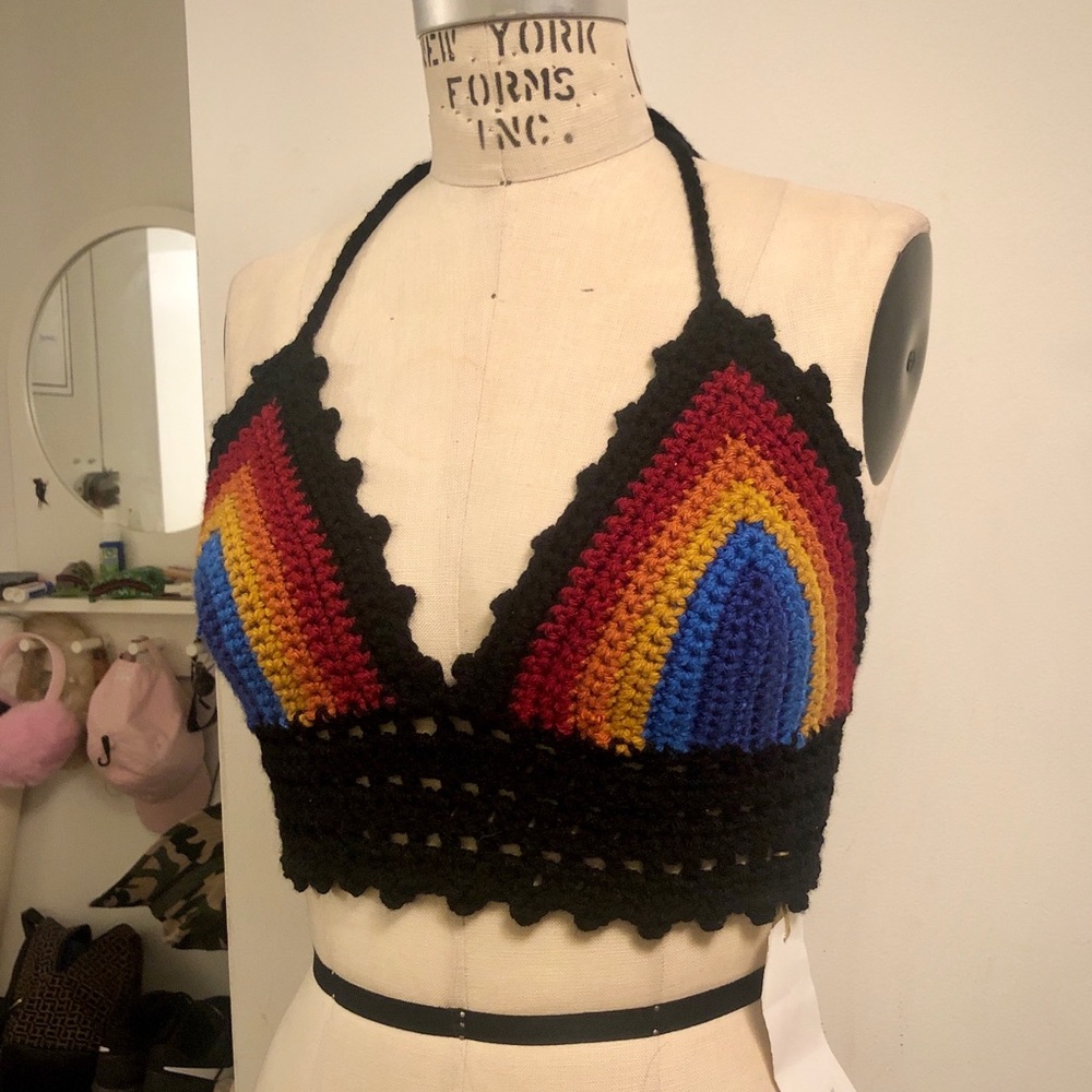NWT Crochet Rainbow Halter Top